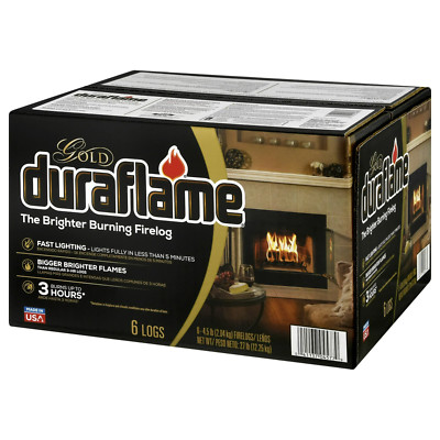 2 Pack Duraflame Gold Ultra Premium 4.5 lb. Firelogs, 6-Pack Case, 3 Hour Burn
