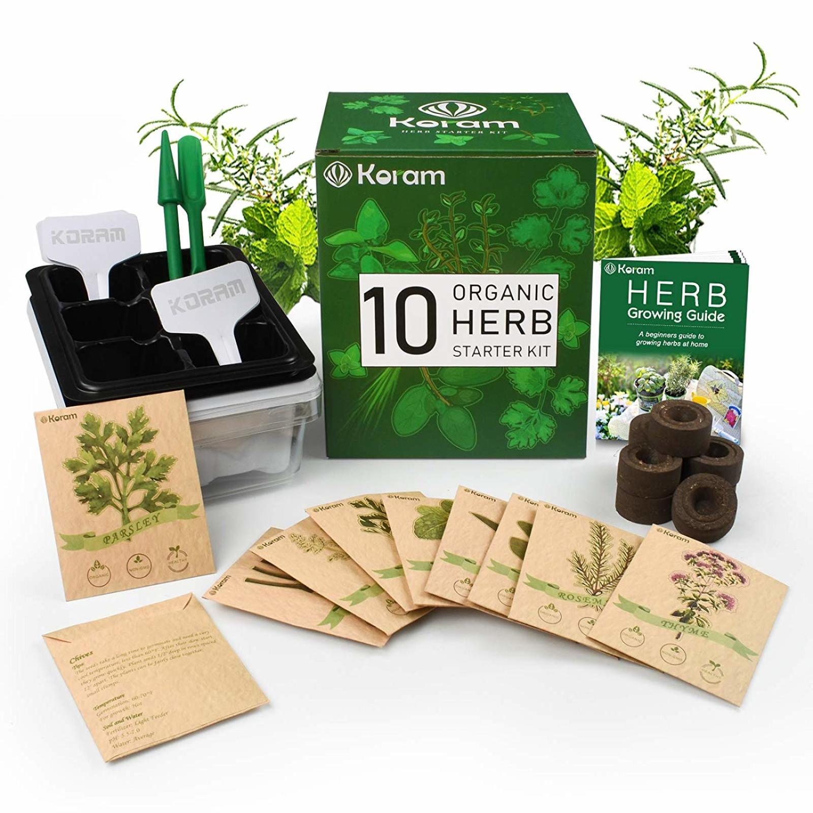 Herb Garden Kit Growing Gardening Starter Set 10 Herbs Grow Size Seed Starter Kit