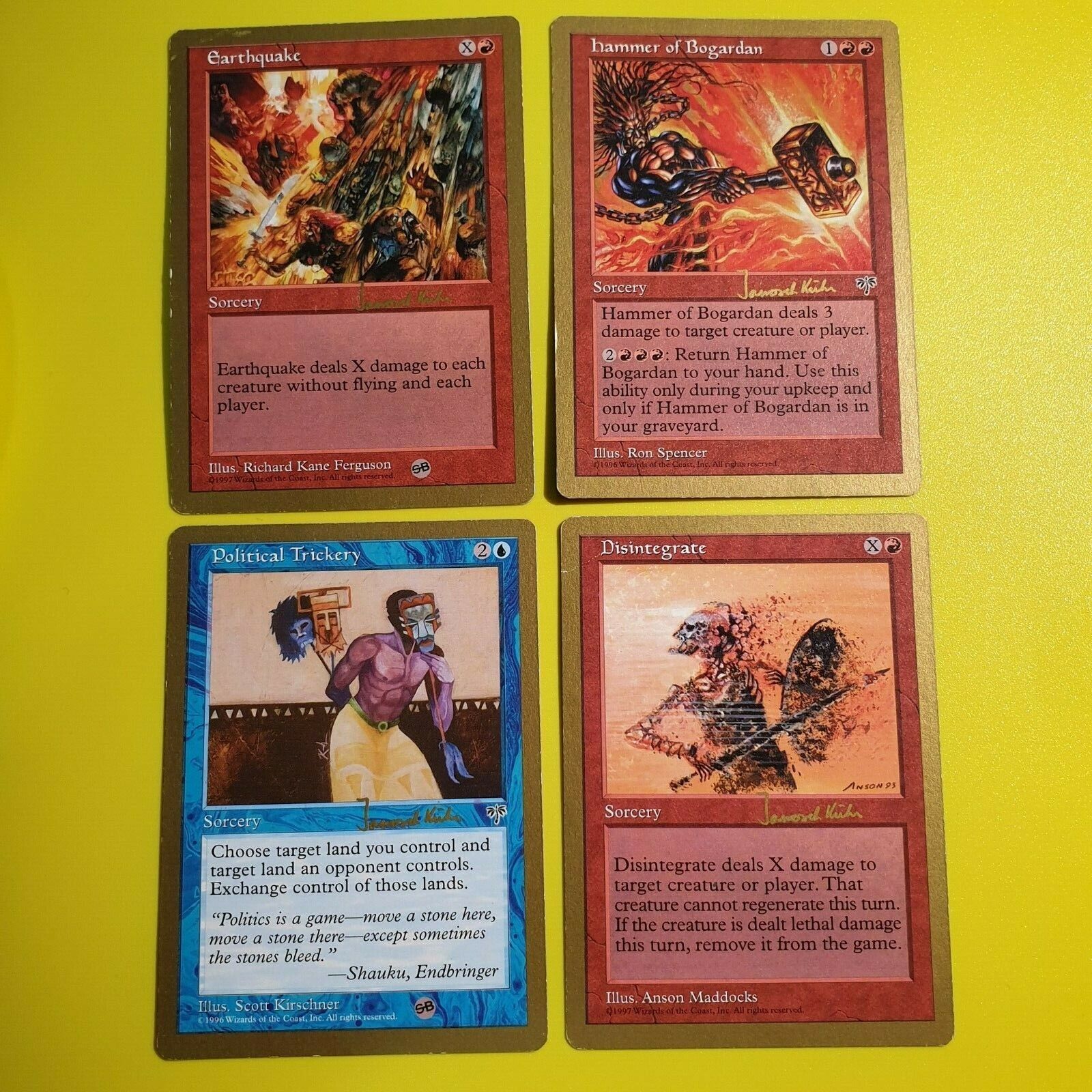 713 | 4× SORCERY CARDS | JANOSCH KUHN 1997 WORLD