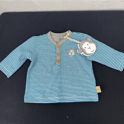 BellyButton Baby Green/White Striped Long Sleeve T-Shirt NEWBORN