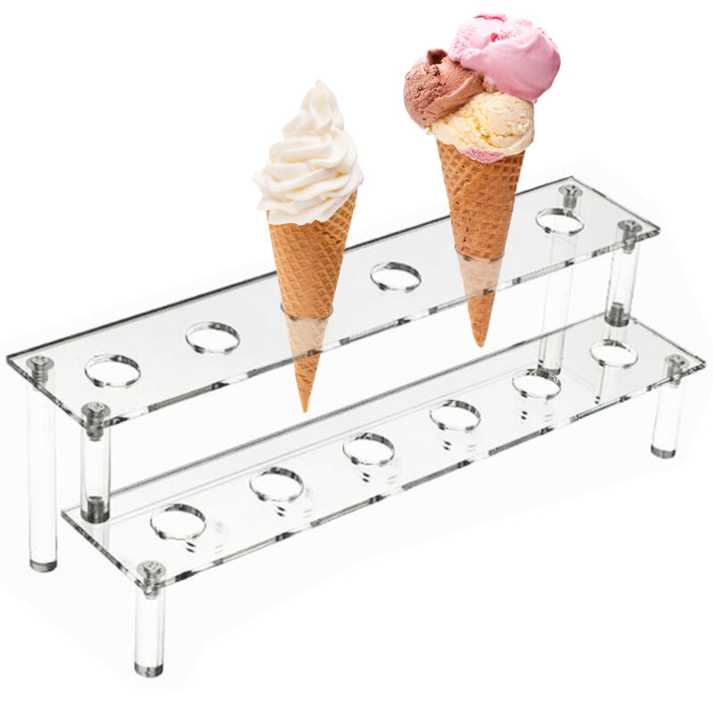 Acrylic Ice Cream Cone Desserts Stand Clear Display Holder Desktop Organizer 