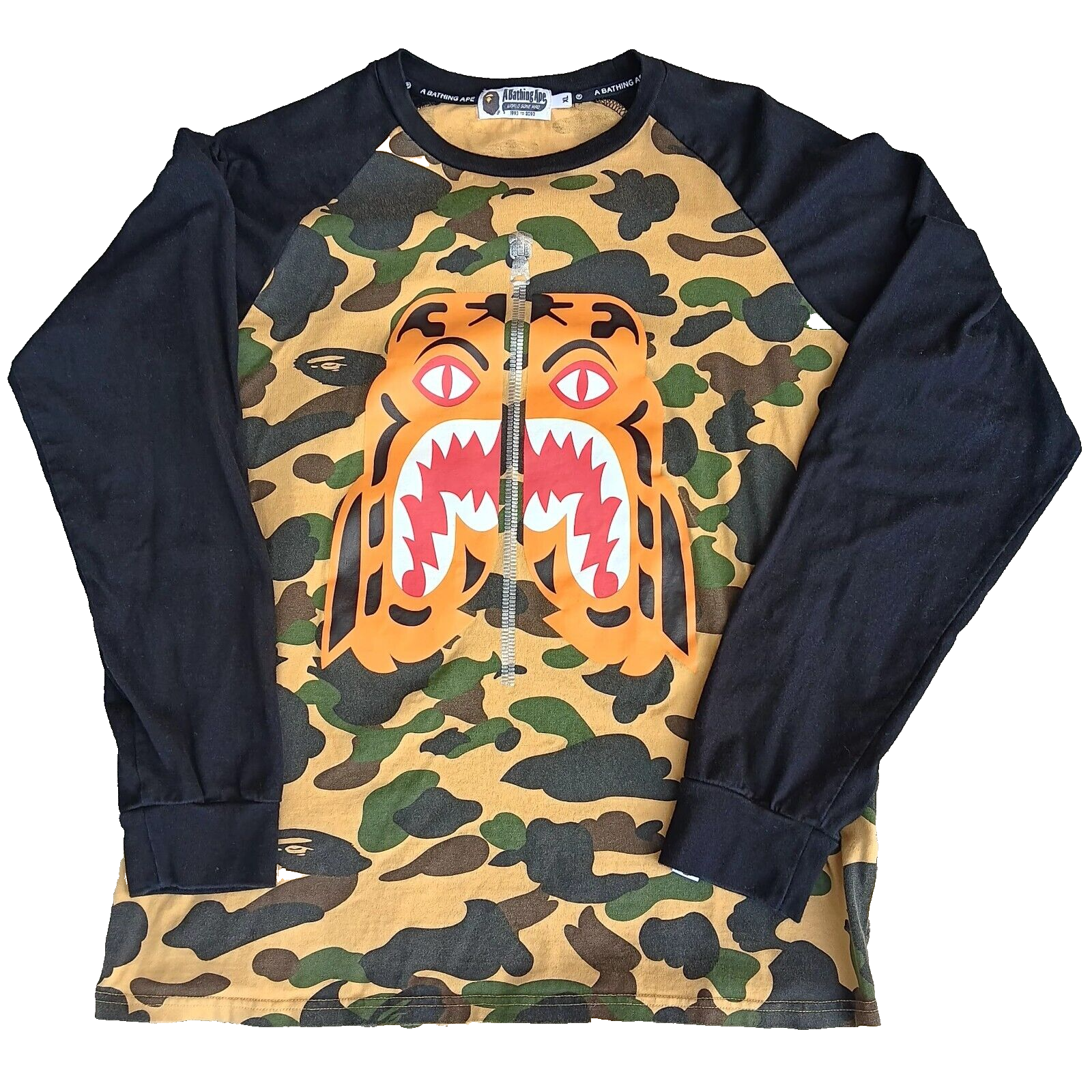 A Bathing Ape Shirt XL Raglan Funthera Militia BAPE Camo