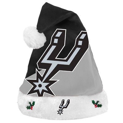 San Antonio Spurs Team Big Logo Holiday Plush Santa Hat Christmas New! SH18