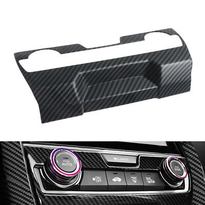 Fits Honda Civic 16-2021 Carbon Fiber Central Console AC Switch Panel Cover Trim