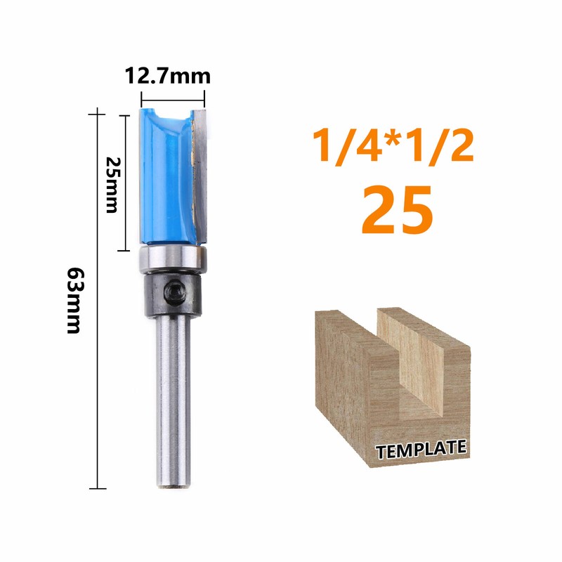 3pcs Router Bit Template Cutter 1/4" Shank Straight Woodwork Wood Flush