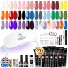 ROSALIND 20 Colors Poly Nail Gel Kit with Mini Nail Lamp Glitter Poly Nail Gel Kit Collection with Tools Clear All Seasons Classic Colors Halloween Starter Kit