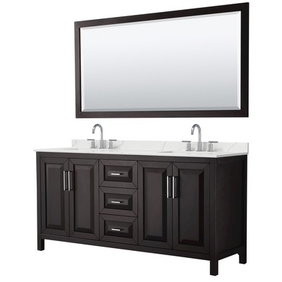 Wyndham Collection WCV252572D-QTZ-US3M70 Daria 72'' - Dark Espresso / Giotto