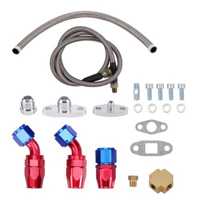 Turbocharger Oil Return +an4 Feed Line T3/T4 T04e T70 T72 Complete Kit Fitting