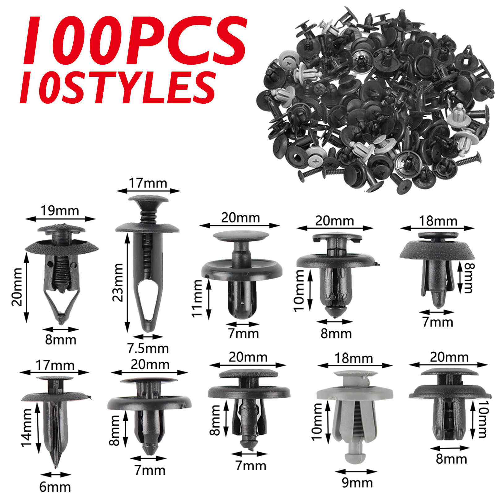 100x Bumper Fender Plastic Fastener Clips For Honda Accord Civic Fit CR