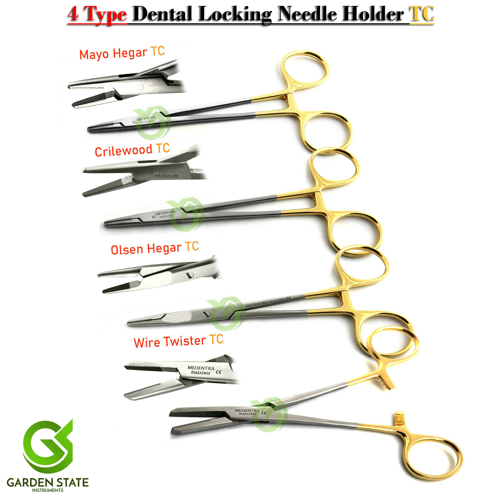 4 Type Dental Locking Needle Holder Surgical Suture Piercing