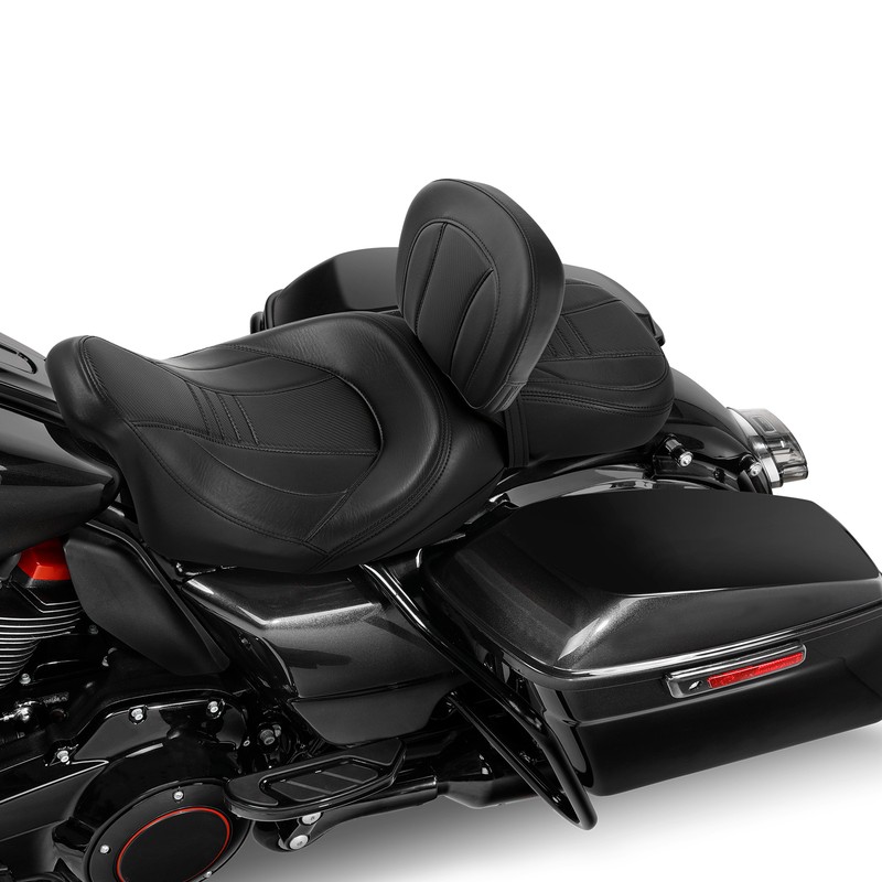 Black Driver Passenger Seat &Rider Pad Fit For Harley Touring Road Glide 2009-Up