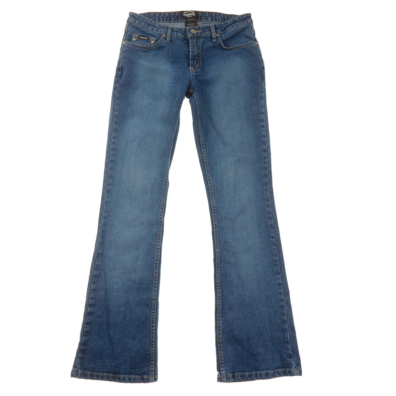 Squeeze Bootcut Jeans Juniors 7/8 Low Rise Medium Blue Denim