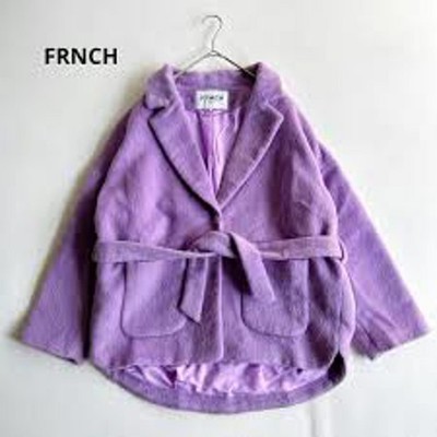 LKNW FRNCH Selma purple fuzzy belted jacket XS 
