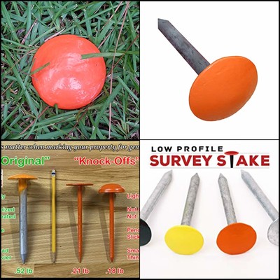 Low Profile Survey Stake - Property Corner & Boundary Marker - ORANGE COLOR