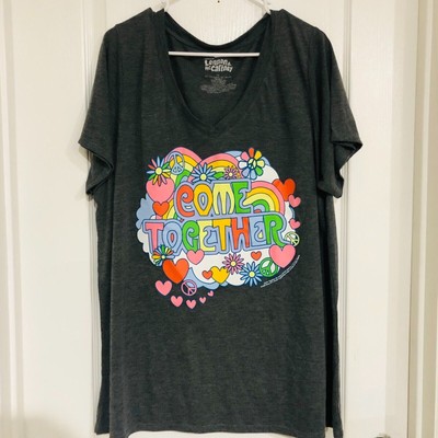 Lyrics by Lennon & McCartney Women's T-Shirt Come Together Gray Plus Size 2X