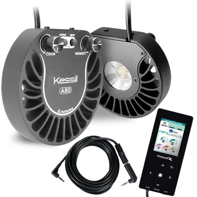 2x Kessil A80 Tuna Blue LED Lights & Spectral Controller X & Link Cable Bundle