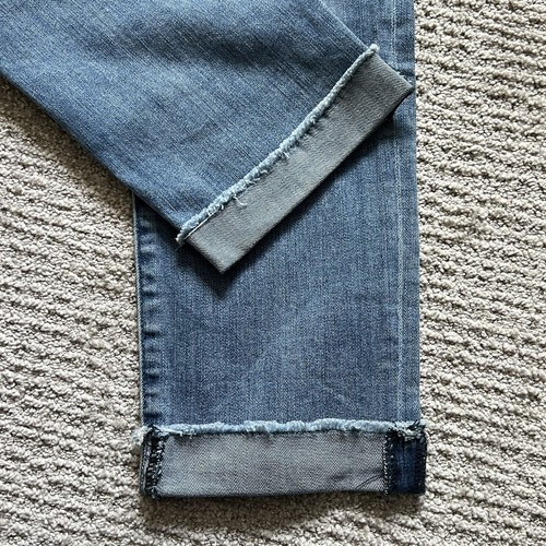 KUT From The Kloth Jeans Womens 8 Blue Crop Straight Leg Distressed Stretch