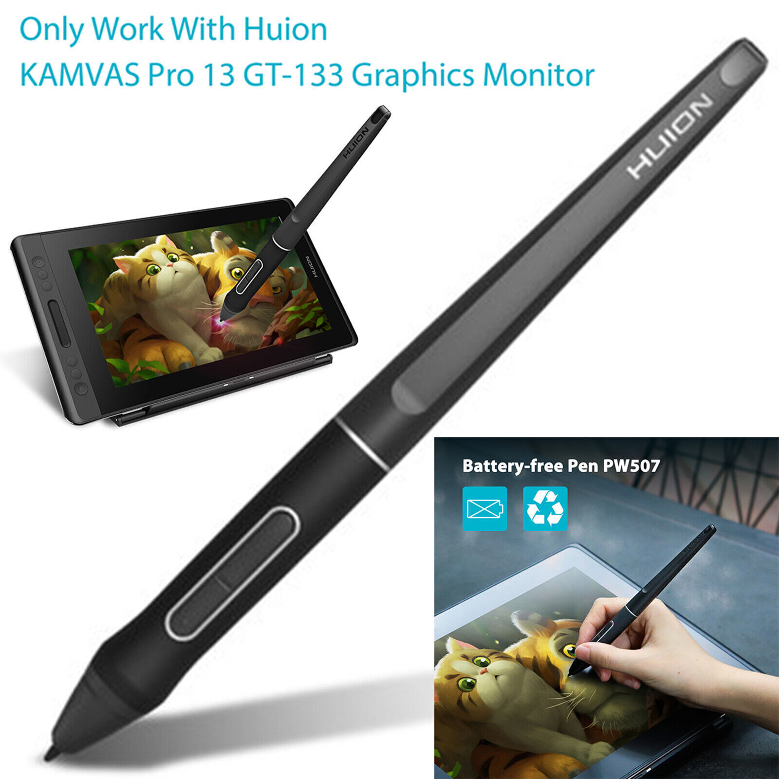 1 x PW507 Battery-free Pen Touch Stylus Part for HUION KAMVAS Pro