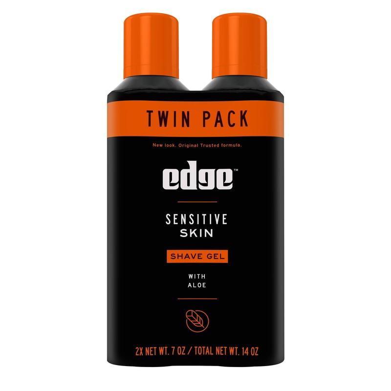 Edge Sensitive Skin Shave Gel for Men with Aloe, Twin Pack, 14 oz