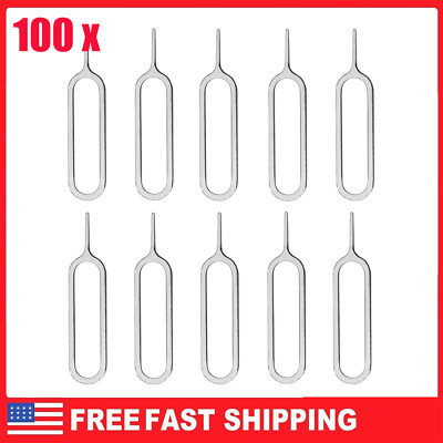 100-Pack Sim Card Tray Removal Ejector Pin Tool for iPhone Samsung Mobile Phones