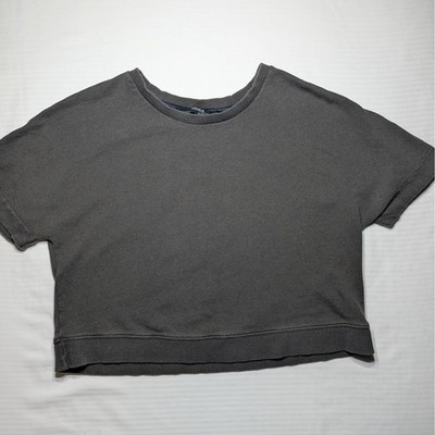 AllSaints Asha Short Sleeve Sweatshirt US 8 Grey Cotton Modal Open Back Pullover