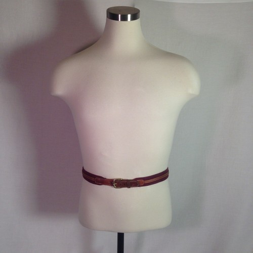 Dooney Bourke Canvas And Leather Belt Burgundy 5977 Brass Buckle size 36