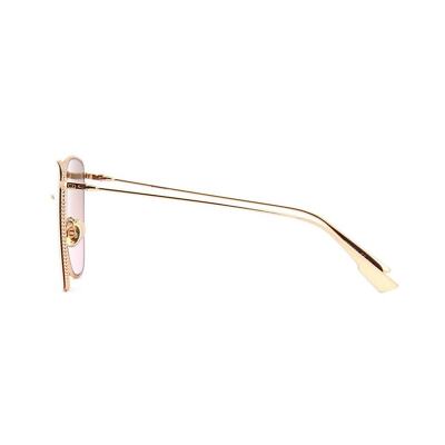 Pre-owned Dior Gold Studded “society 1s” Sunglasses W/ Rose Pink Lenses
