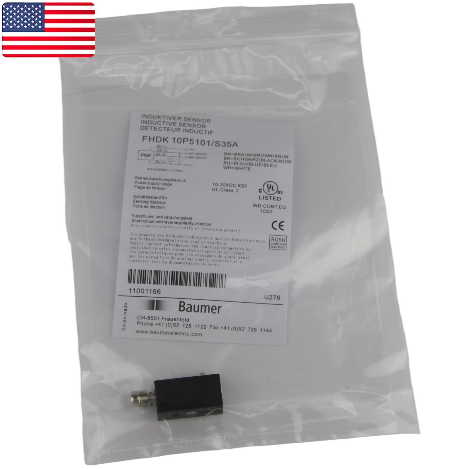 NEW For Baumer FHDK 10P5101/S35A Diffuse Photoelectric Switch Sensor 10-30VDC