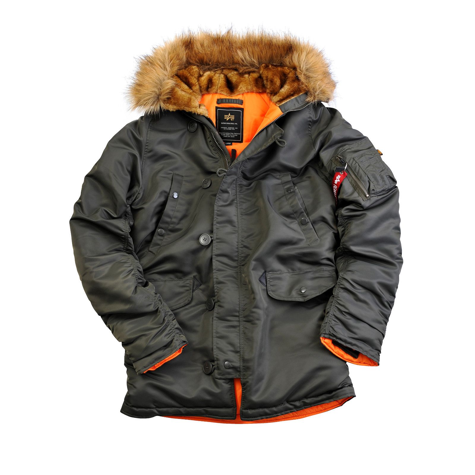 Alpha Industries Hooded Fishtail 3 III Mens Parka Coat Winter Jacket NEW  eBay