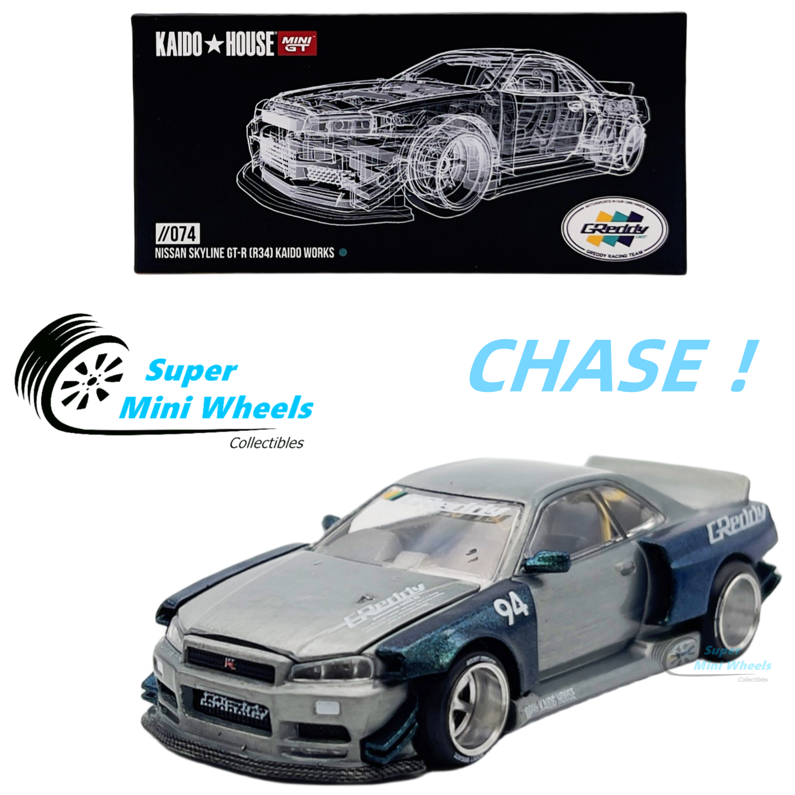 【ご予約品】 CHASE ! Mini GT x Kaido House 1:64 Nissan Skyline GT-R R34 自動車