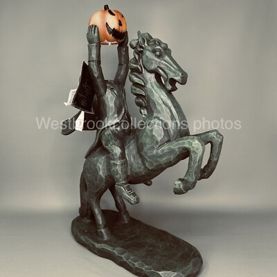~Halloween Headless Horseman With LED Jack-O-Lantern Spooky Figurine Statue 19''
