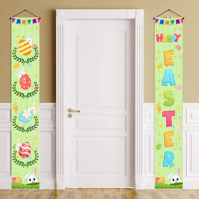 Happy Easter Porch Sign Banner Indoor Door Banner Easter Party 