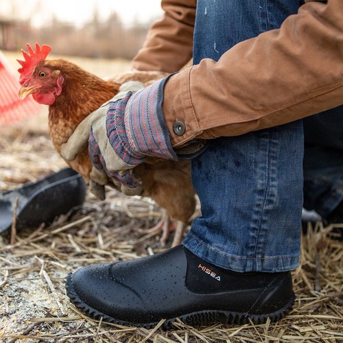 HISEA Unisex Low Top Rain Boots Neoprene Waterproof Slip-On Garden Working Shoes