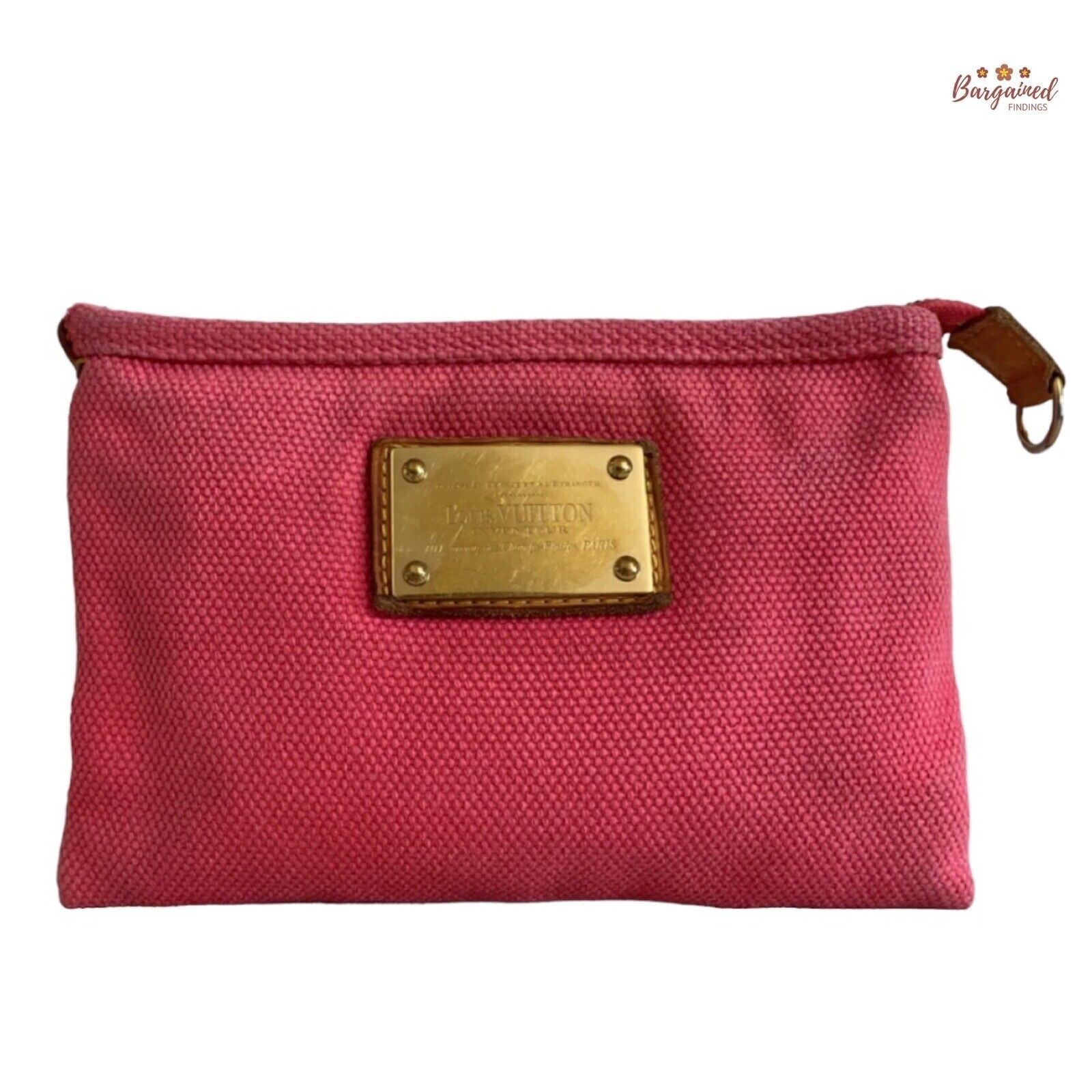 Authentic LOUIS VUITTON Hot Pink Antigua Canvas PM Pouch Bag