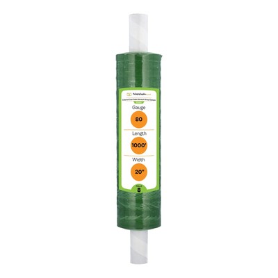 8 Rls Cast Extended Core Pallet Wrap 20'' x 1000' 80 Ga Green Stretch Shrink Flim