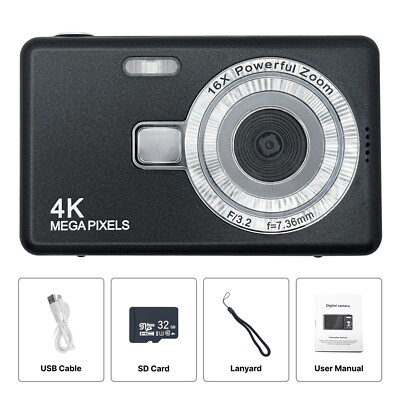 4K Digital Camera for Kids & Adults, 48MP FHD 1080P Point and Shoot Camera