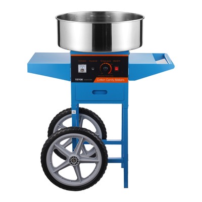VEVOR Commercial Cotton Candy Machine with Cart Sugar Floss Maker 1000W Blue