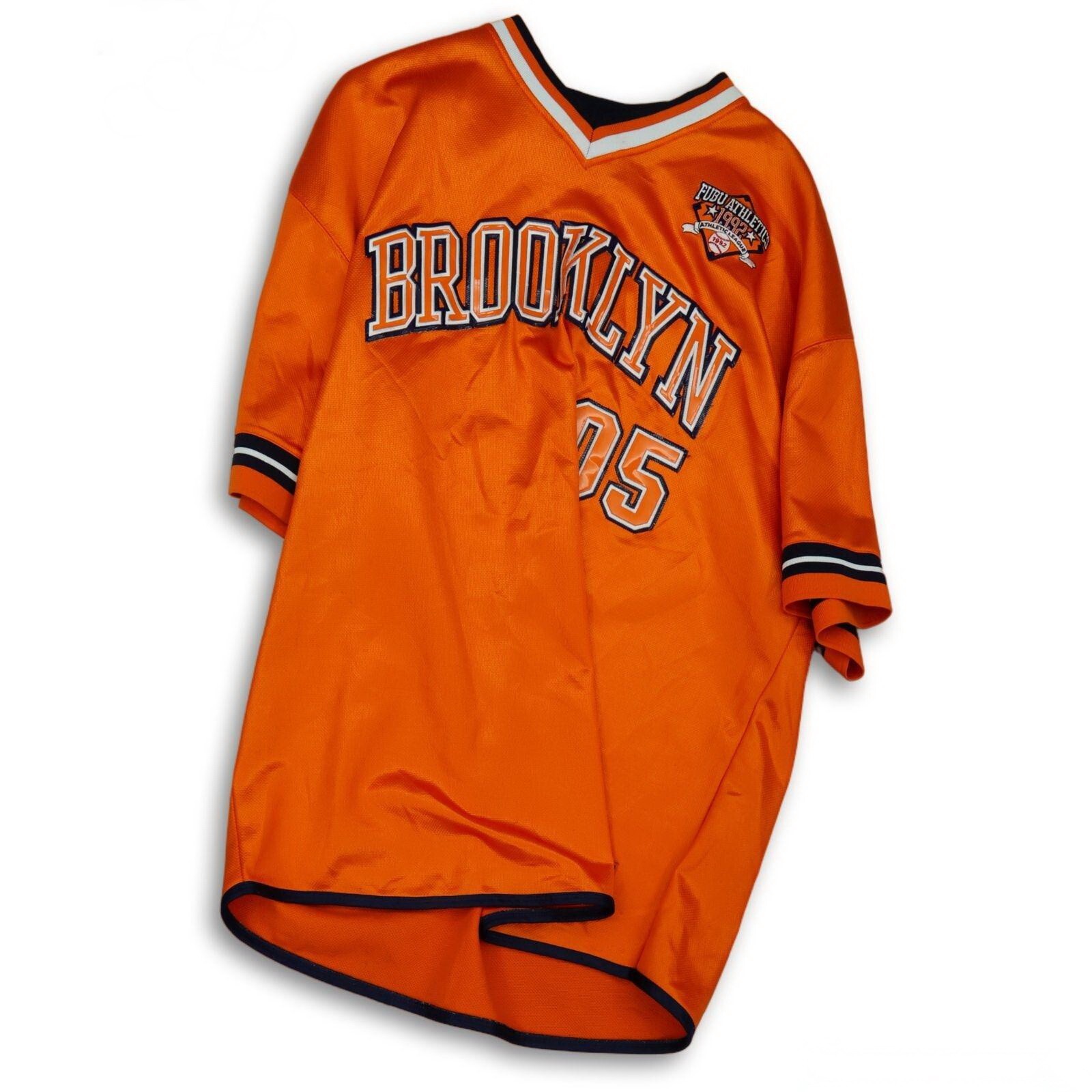 FUBU jersey, vintage Brooklyn t-shirt, orange New York City