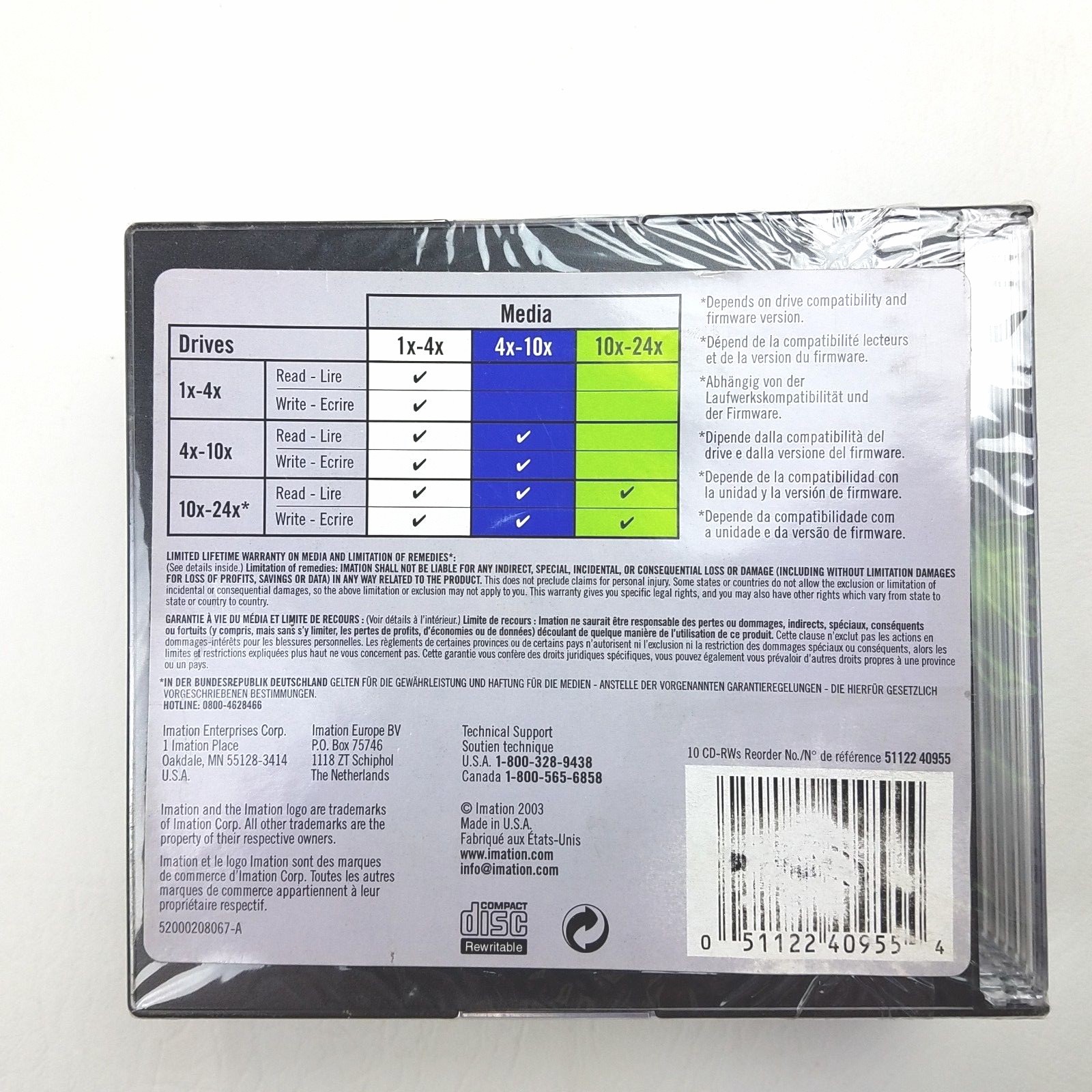 Imation CD RW 1x-4x Compatible 10 CD package (F732)