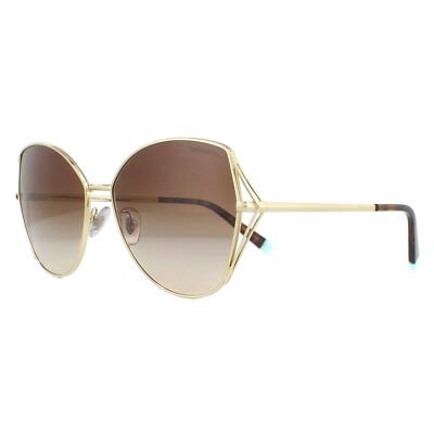 Pre-owned Tiffany & Co Tiffany Sunglasses Tf3072 60213b Pale Gold Brown Gradient