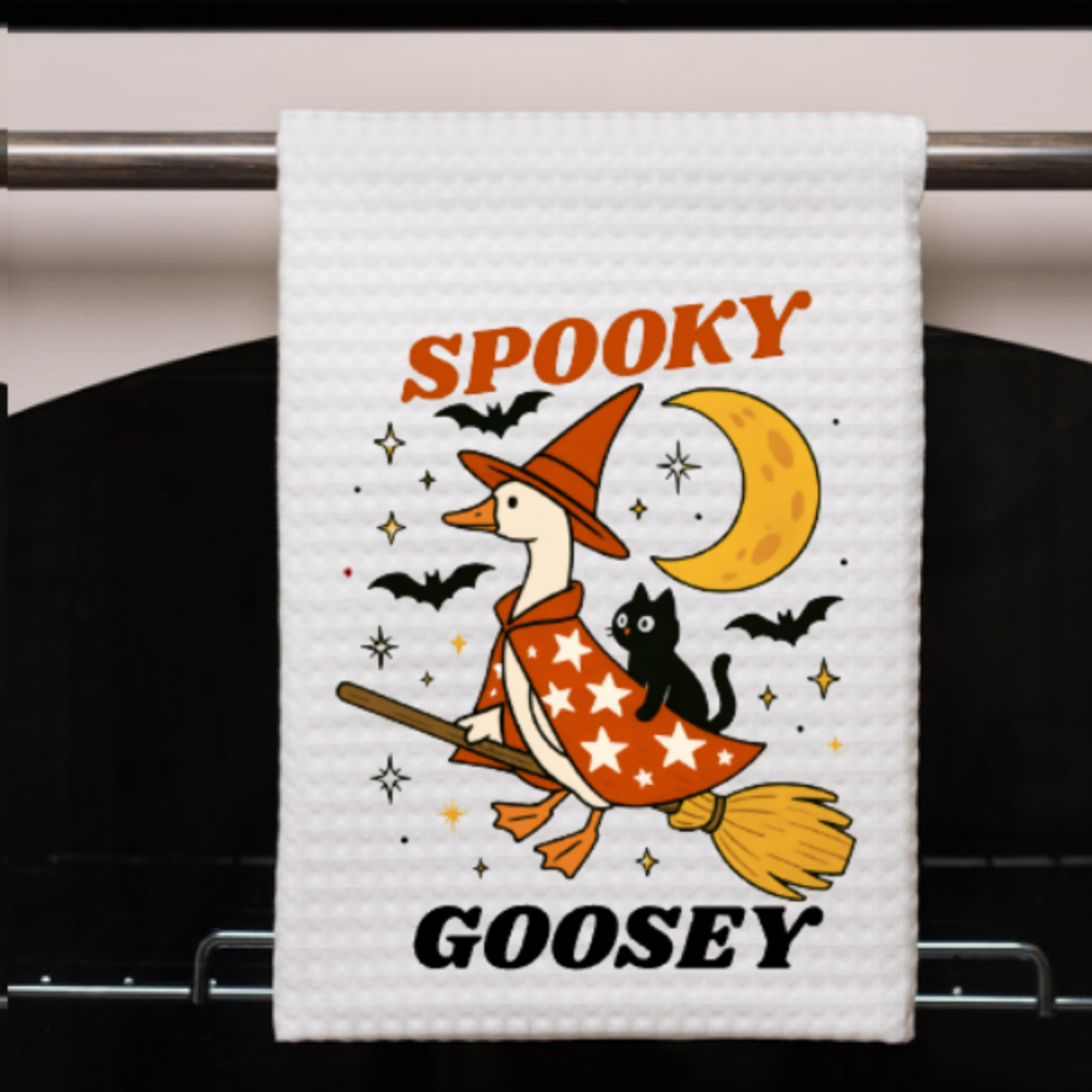 Whimsical Halloween Towel 16x24 Spooky Fall Goose Accent Kitch...