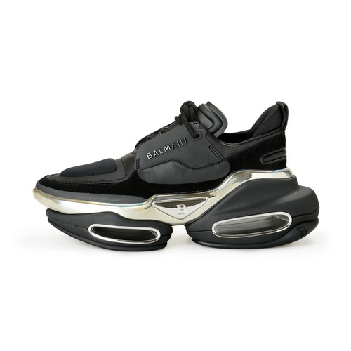 BALMAIN BALMAIN WOMEN'S "B BOLD" CANVAS & LEATHER ATHLETIC SNEAKERS SHOES US 7 EUR 37