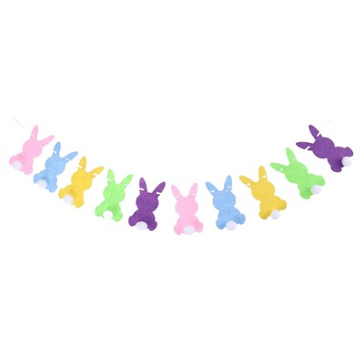 Backdrop Banner Eye-catching Decorative Happy Easter Rabbit Ball Hanging