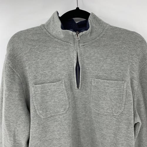 Lucky Brand Mens 1/2 Zip Pullover Sweatshirt Jacket Size L Gray J1