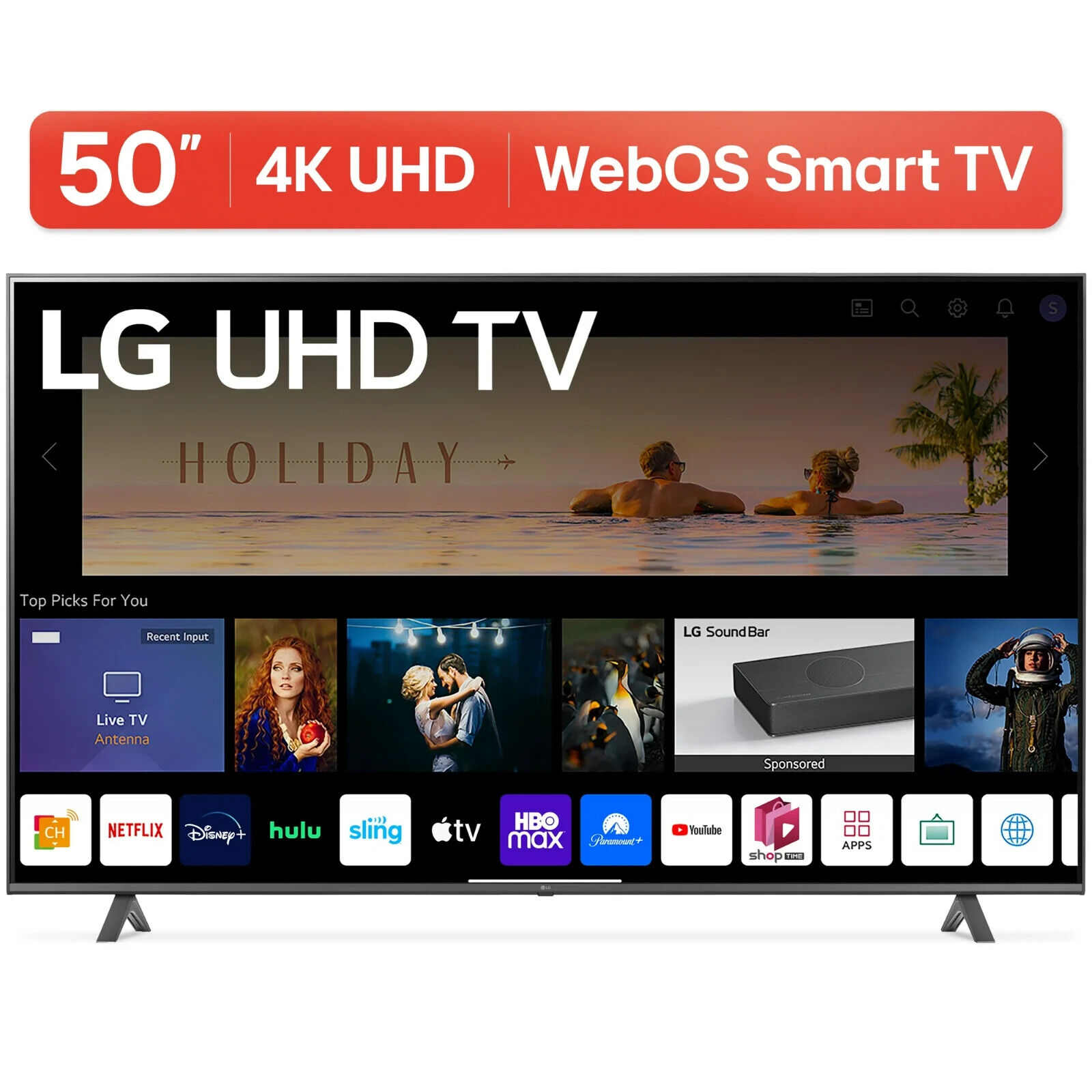 LG 50” Big Flat-Screen 4K UHD Resolution Smart TV, 2160p LG 50” Big Flat-Screen 4K UHD Resolution Smart TV, 2160p