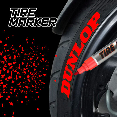 Red Rubber Tire Marker Permanent Paint Pen Oil Based Waterproof Motorcycle Car