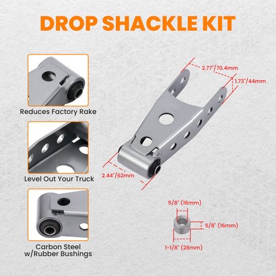 Rear 2"-3" Drop Shackles Lowering Kit for Chevrolet Silverado Sierra 1500 07-18