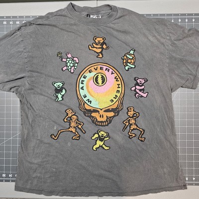 Grateful Dead Tshirt Women Large Divided Gray Band Dancing Bears Skull Skeleton 