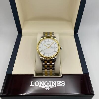 Pre-owned Longines Flagship 38.5mm Day-date Steel White Dial Automatic Watch L4.899.3.21.7
