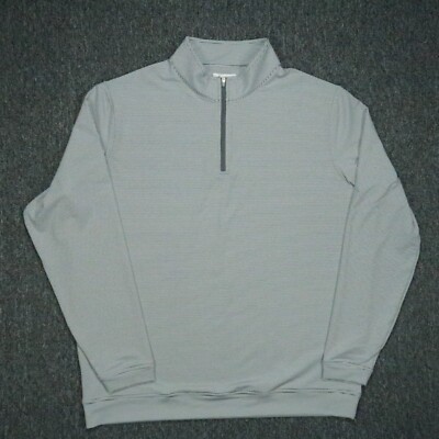 Peter Millar Pullover Mens XXL Gray White Sugar Stripe Performance Quarter Zip